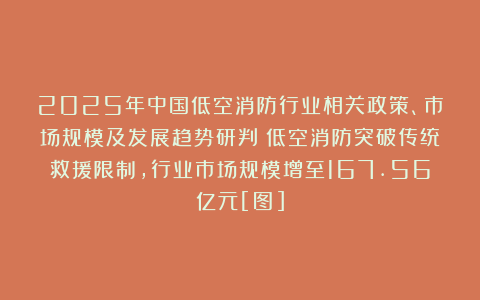 2025年中国低空消防行业相关政策、市场规模及发展趋势研判：低空消防突破传统救援限制，行业市场规模增至167.56亿元[图]