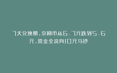 7天兑换期,京剧币从6.7元跌到5.6元,资金全流向10元马钞