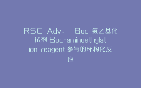 RSC Adv. | Boc-氨乙基化试剂（Boc-aminoethylation reagent）参与的环构化反应