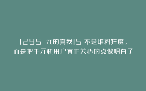 1295 元的真我15：不是堆料狂魔，而是把千元机用户真正关心的点做明白了