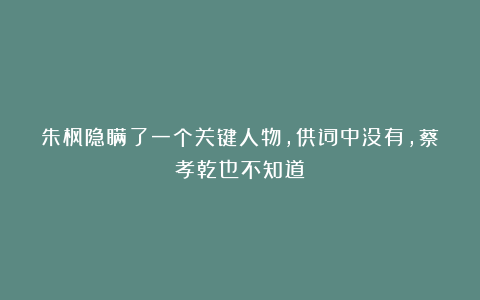 朱枫隐瞒了一个关键人物，供词中没有，蔡孝乾也不知道