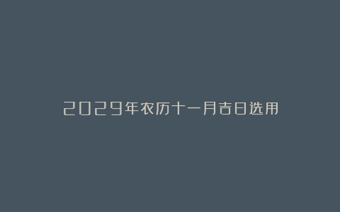 2029年农历十一月吉日选用