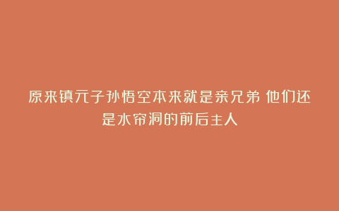 原来镇元子孙悟空本来就是亲兄弟！他们还是水帘洞的前后主人