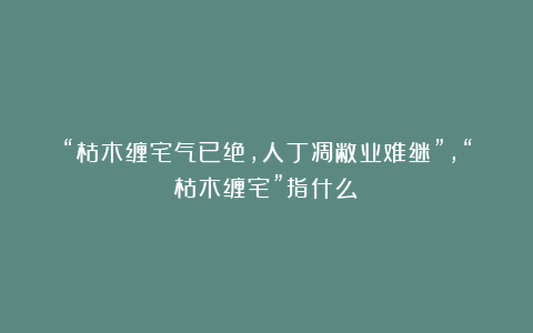 “枯木缠宅气已绝，人丁凋敝业难继”，“枯木缠宅”指什么？