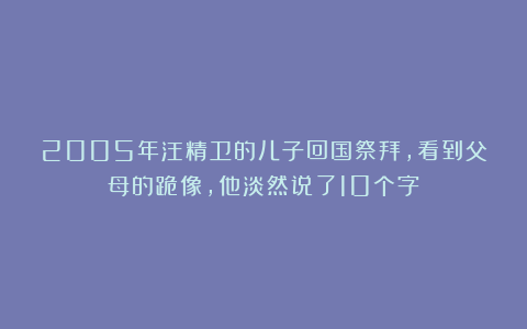2005年汪精卫的儿子回国祭拜，看到父母的跪像，他淡然说了10个字