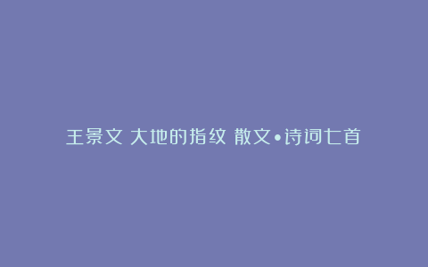 王景文：大地的指纹（散文•诗词七首）