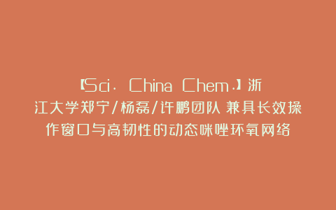 【Sci. China Chem.】浙江大学郑宁/杨磊/许鹏团队：兼具长效操作窗口与高韧性的动态咪唑环氧网络