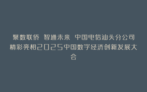 聚数联侨 智通未来 中国电信汕头分公司精彩亮相2025中国数字经济创新发展大会