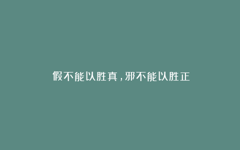 《假不能以胜真，邪不能以胜正》