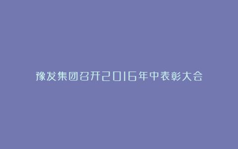 豫发集团召开2016年中表彰大会