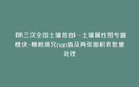 【第三次全国土壤普查】-土壤属性图专题模块-栅格填充nan值及两张面积表批量处理