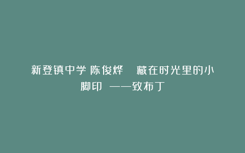 新登镇中学 陈俊烨 | 藏在时光里的小脚印 ——致布丁