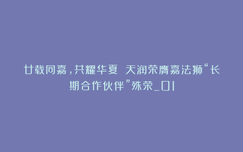 廿载同嘉，共耀华夏 天润荣膺嘉法狮“长期合作伙伴”殊荣_01