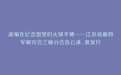 浓缩在纪念馆里的火铸丰碑——江苏省新四军研究会三师分会连云港、淮安行