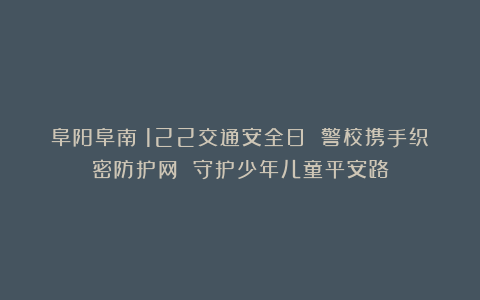 阜阳阜南：122交通安全日 警校携手织密防护网 守护少年儿童平安路