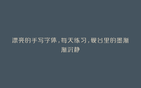 漂亮的手写字体，每天练习，砚台里的墨渐渐沉静