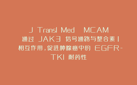 J Transl Med | MCAM 通过 JAK3 信号通路与整合素β1 相互作用，促进肺腺癌中的 EGFR-TKI 耐药性