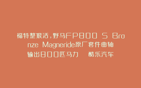 福特整狠活，野马FP800 S Bronze Magneride原厂套件曲轴输出800匹马力 | 酷乐汽车