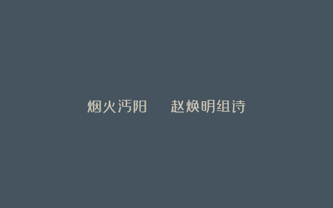 烟火沔阳 | 赵焕明组诗
