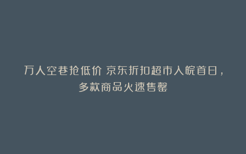 万人空巷抢低价！京东折扣超市入皖首日，多款商品火速售罄