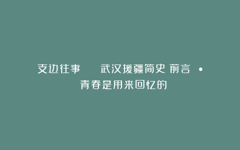 支边往事 | 《武汉援疆简史》前言 • 青春是用来回忆的
