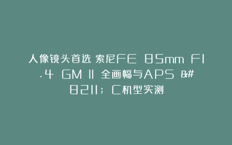 人像镜头首选？索尼FE 85mm F1.4 GM II 全画幅与APS – C机型实测