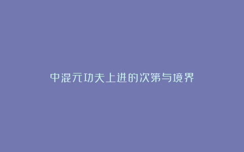 中混元功夫上进的次第与境界