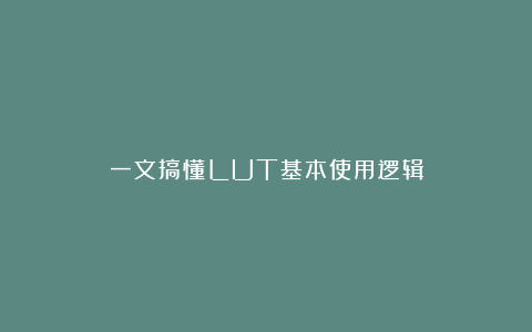 一文搞懂LUT基本使用逻辑