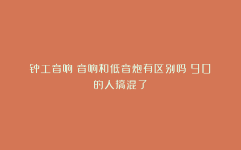 钟工音响：音响和低音炮有区别吗？90%的人搞混了！
