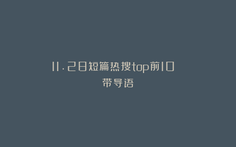 11.28短篇热搜top前10！！！（带导语）