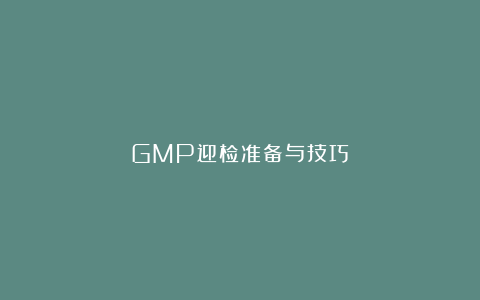 GMP迎检准备与技巧