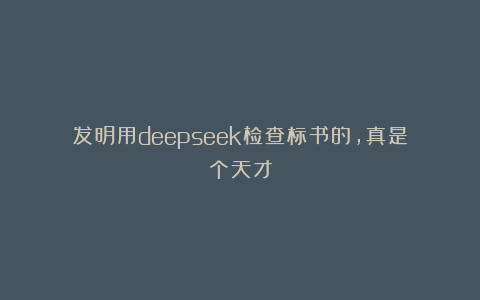 发明用deepseek检查标书的，真是个天才