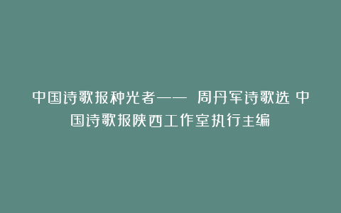 中国诗歌报种光者—— 周丹军诗歌选（中国诗歌报陕西工作室执行主编）