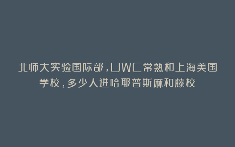 北师大实验国际部，UWC常熟和上海美国学校，多少人进哈耶普斯麻和藤校？