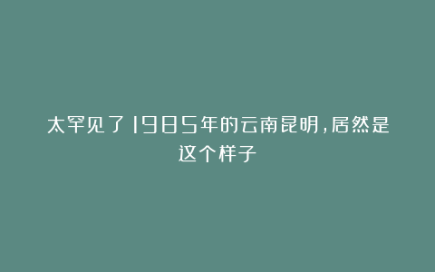 太罕见了!1985年的云南昆明,居然是这个样子