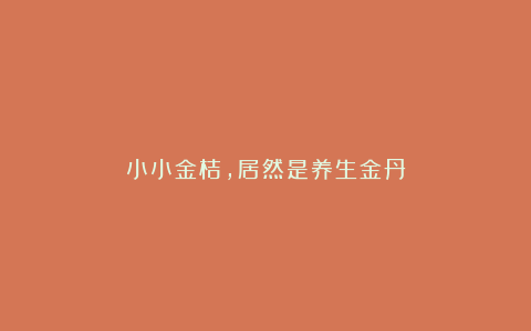 小小金桔，居然是养生金丹