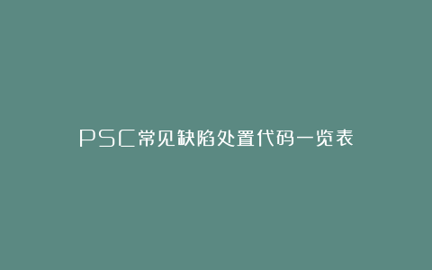 PSC常见缺陷处置代码一览表