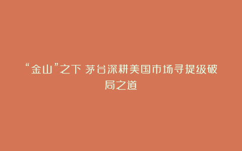 “金山”之下：茅台深耕美国市场寻提级破局之道