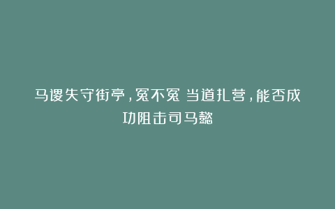 马谡失守街亭，冤不冤？当道扎营，能否成功阻击司马懿？