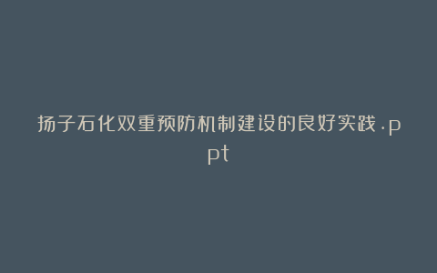 扬子石化双重预防机制建设的良好实践.ppt