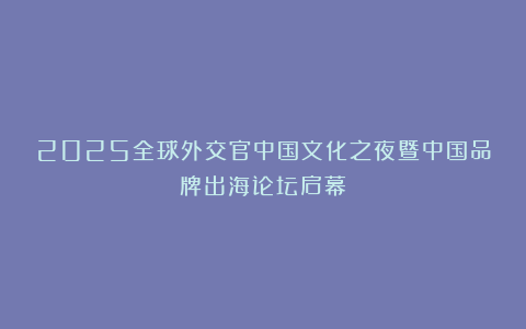 2025全球外交官中国文化之夜暨中国品牌出海论坛启幕