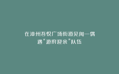 在漳州吾悦广场街道见闻—偶遇“游府迎亲”队伍