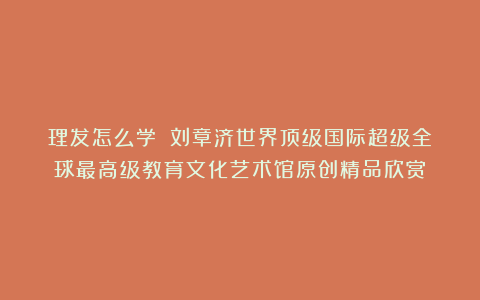 理发怎么学？①刘章济世界顶级国际超级全球最高级教育文化艺术馆原创精品欣赏！