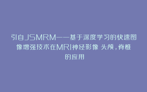 引自JSMRM——基于深度学习的快速图像增强技术在MRI神经影像（头颅，脊椎）的应用