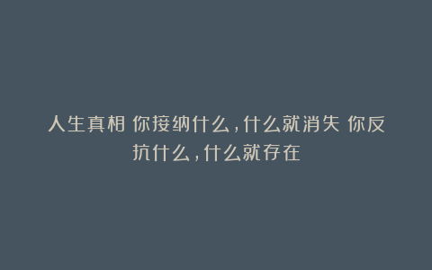人生真相：你接纳什么，什么就消失；你反抗什么，什么就存在