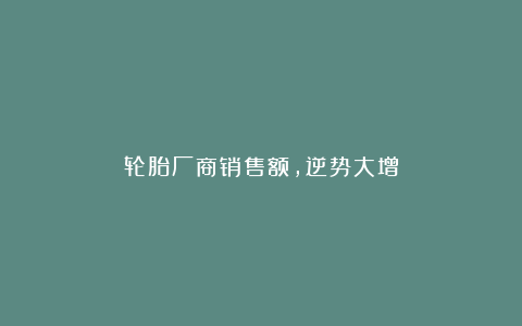 轮胎厂商销售额,逆势大增
