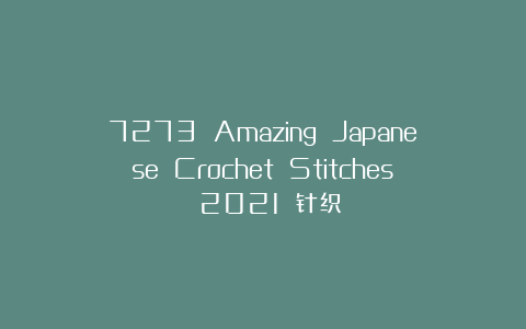 7273 Amazing Japanese Crochet Stitches 2021 针织