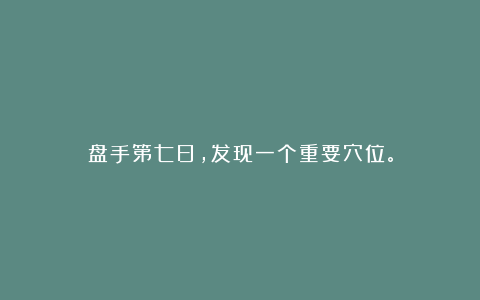 盘手第七日，发现一个重要穴位。