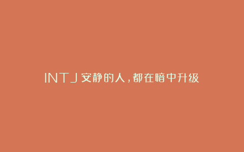 INTJ：安静的人，都在暗中升级