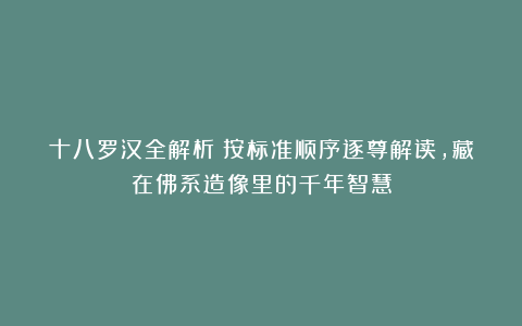 十八罗汉全解析｜按标准顺序逐尊解读，藏在佛系造像里的千年智慧